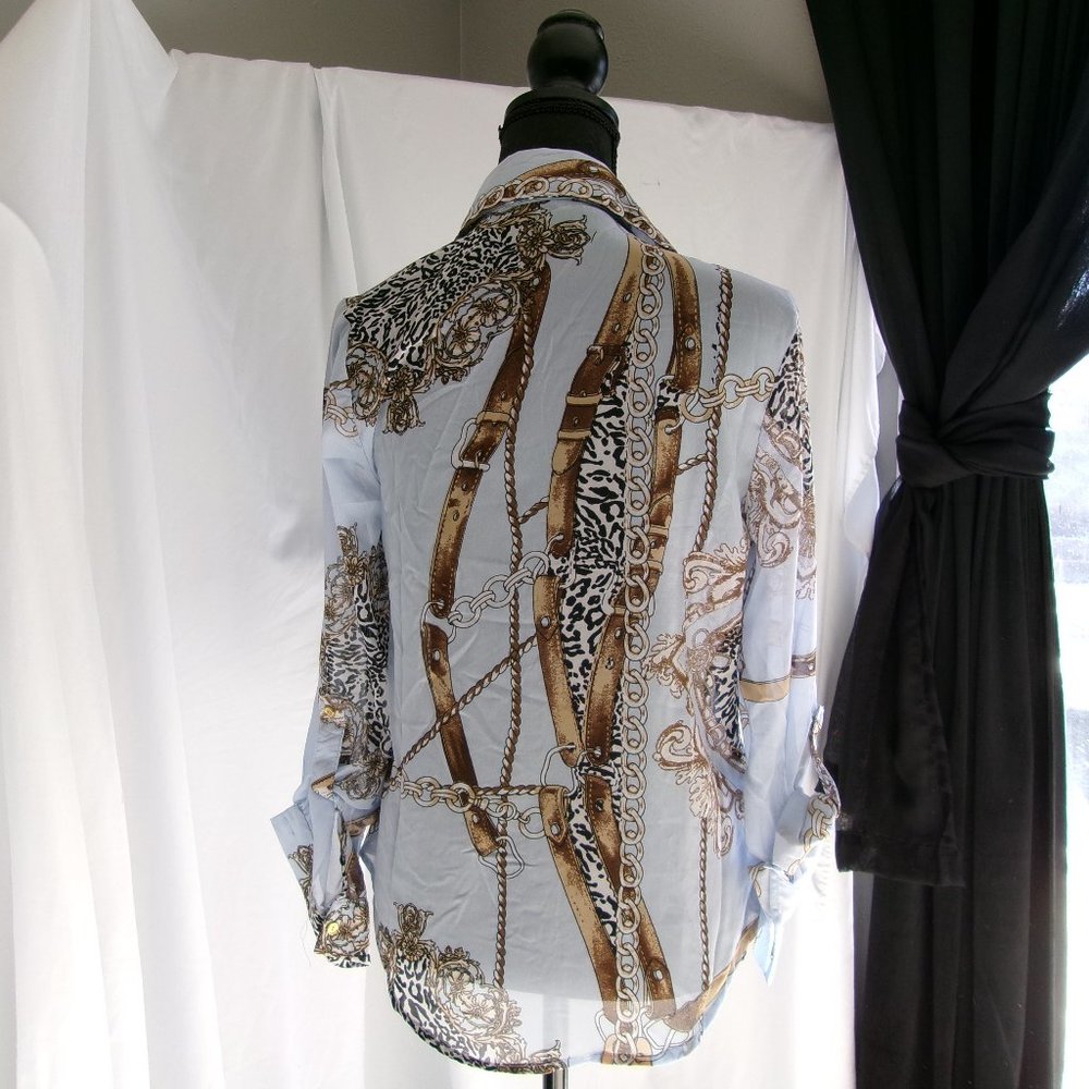 Fashion nova light blue button up size small